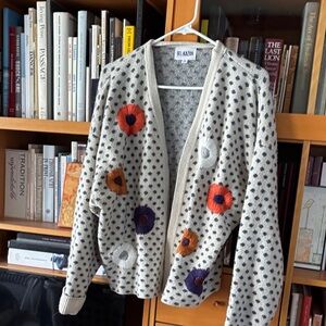 BEL KAZAN Women's Floral Dot Cardigan - Cream and Multicolor